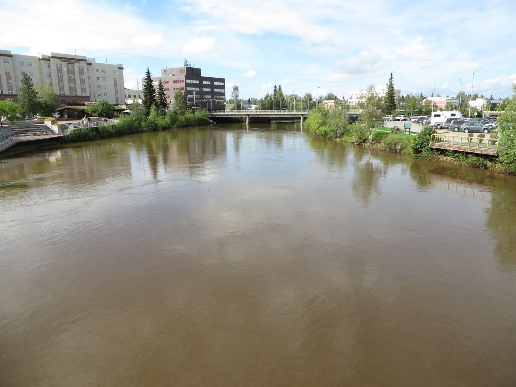 The Chena River in downtown Fairbanks